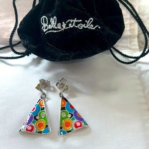 Designer earrings Belle Etoile sterling silver enamel